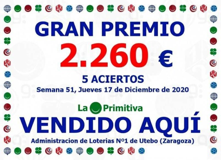 La Primitiva, 5 aciertos: 2.260€