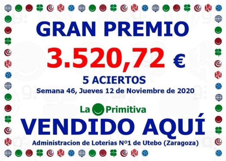 La Primitiva, 5 aciertos: 3.520,72€