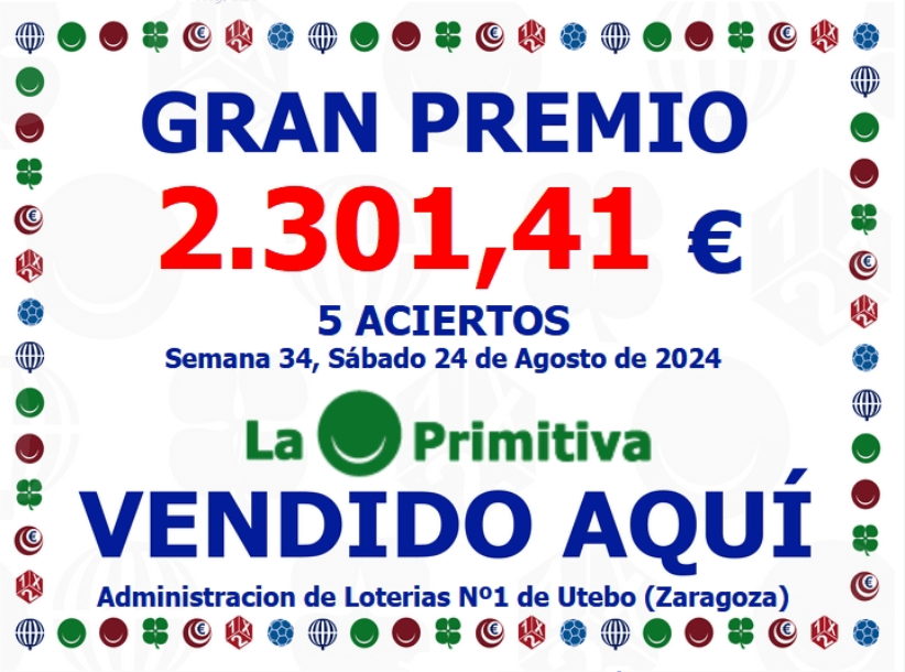 La Primitiva: Premio de 2.301,41€